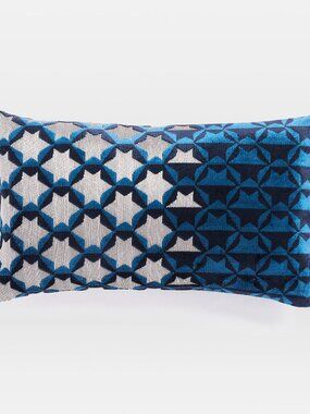 West Elm~ Blue Cut Velvet Star Lumbar Pillow Cover